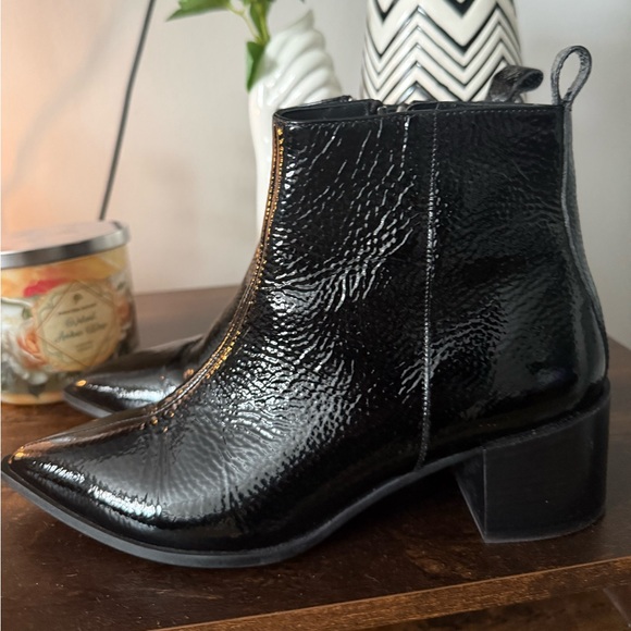 Everlane Shoes - Black Patent Ankle Bootie - Women's Stylish Block Heel